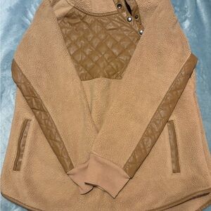 Tan Quilted Abercrombie & Fitch Fleece Pullover